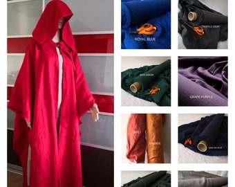 Long linen cloak. Cloak with attached hood. Ranger cloak. Medieval LARP Cloak. Red linen cape. More ANBERLIN. Handmade. Made to the order.