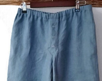 Men's linen pajamas.Snap button closure/Linen robe men. Flax linen shorts.Boxer shorts men.Men"s  shorts. Designed and made by AnBerlinen