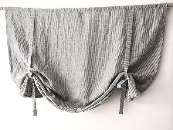 Striped Linen Valance Gardine Leinen Natural Linen Curtains Etsy