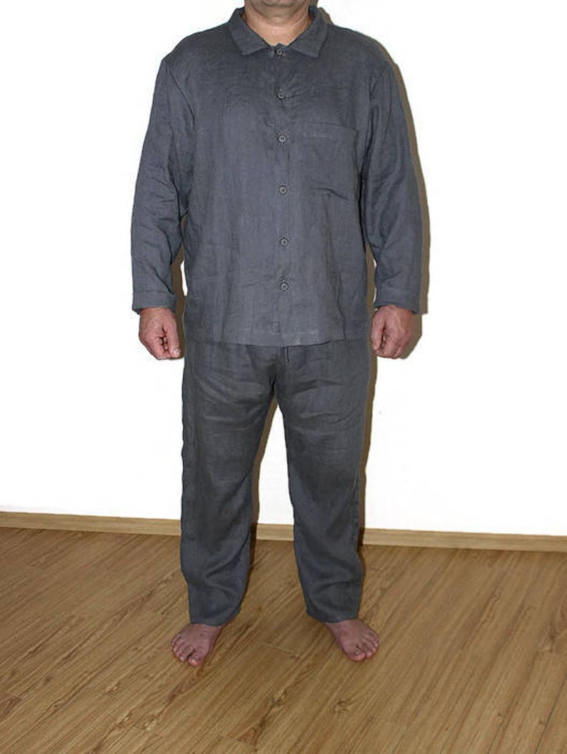 MENS LINEN PAJAMA set .Linen sleepwear. Mens linen home Etsy