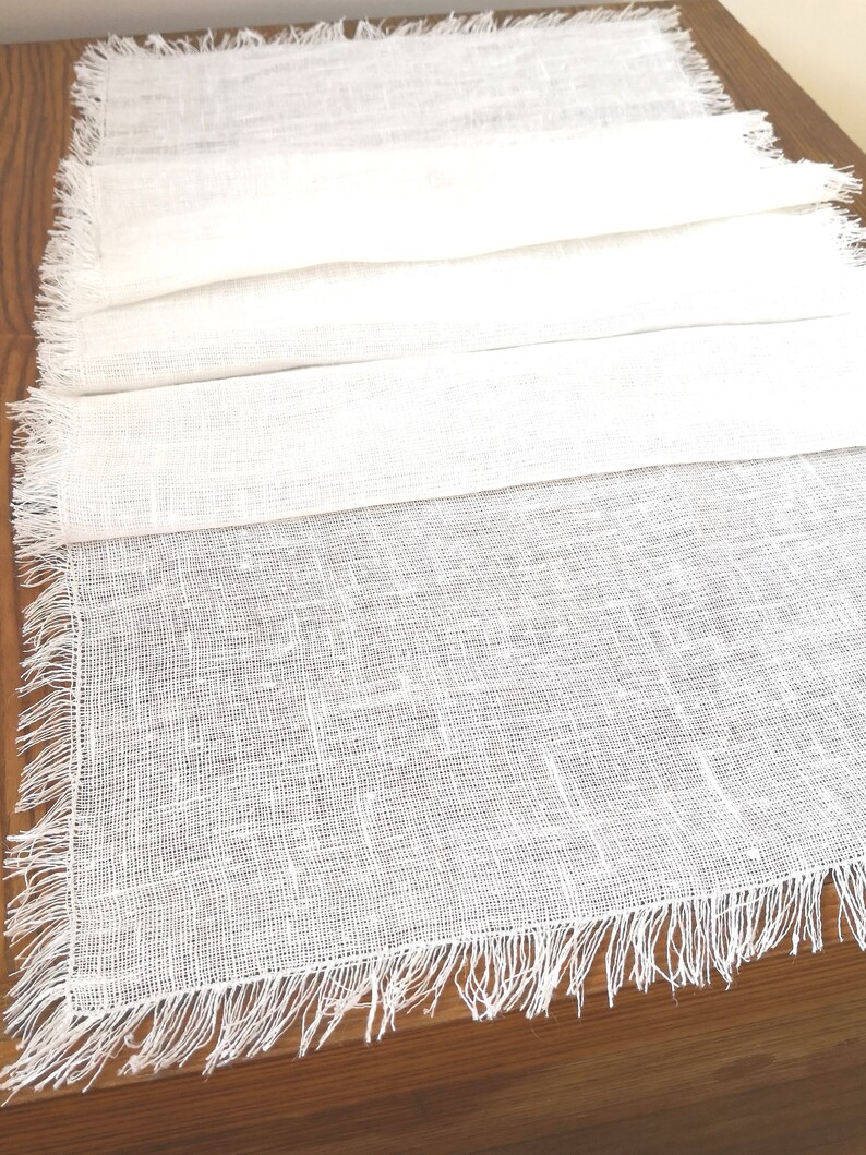 Fringed Linen Table Runner. off White Linen. Natural Linen Etsy