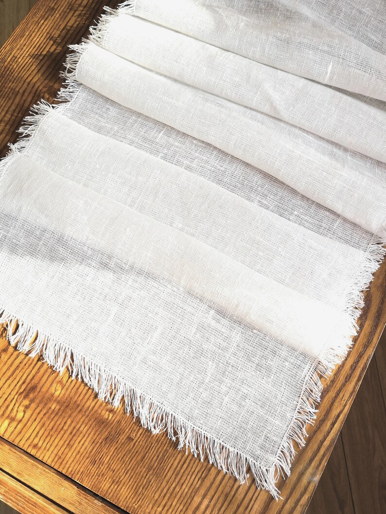 Fringed Linen Table Runner. off White Linen. Natural Linen Etsy