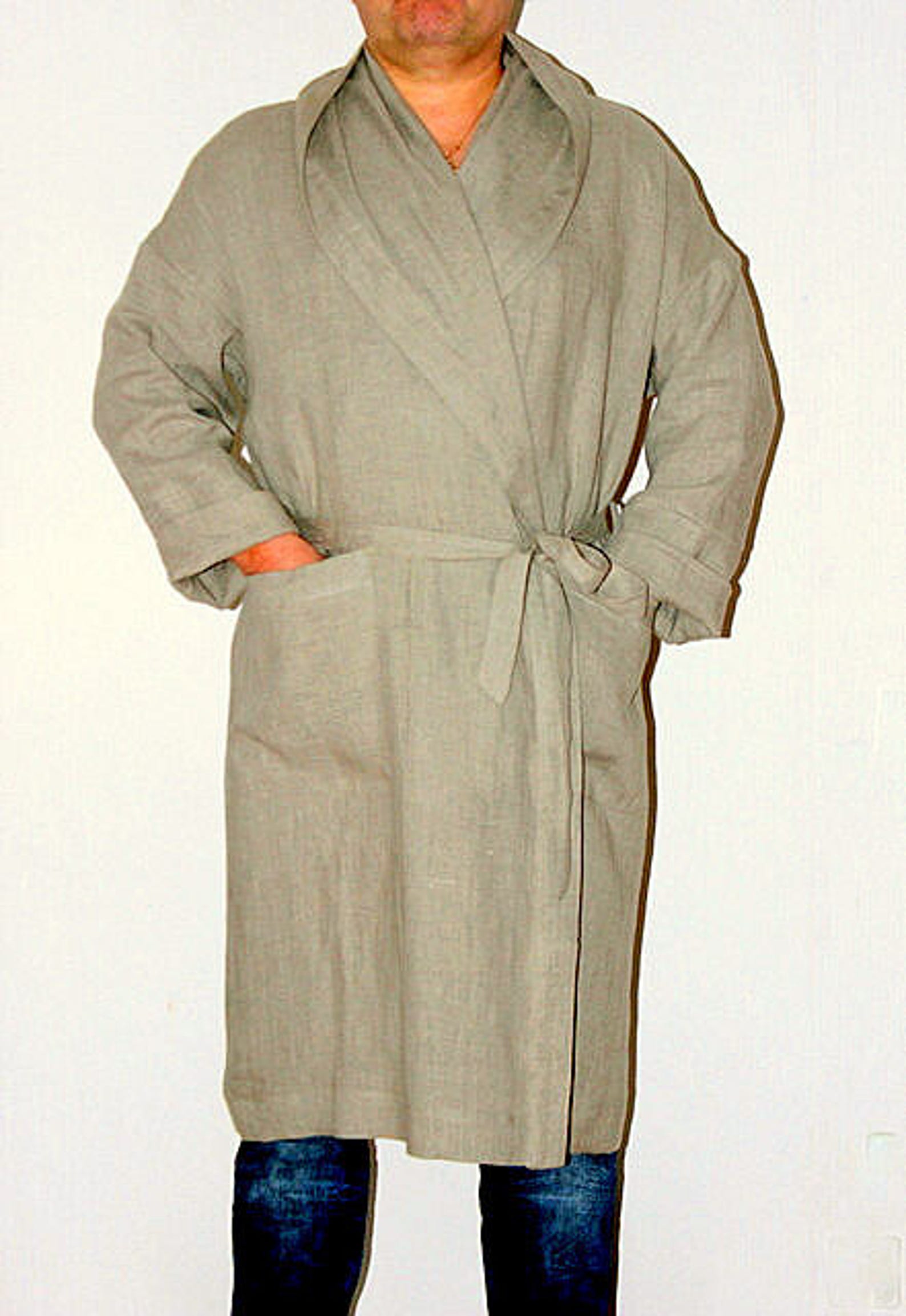 Linen Mens Robe. XS6XL Unisex Robe.hooded Linen Linen