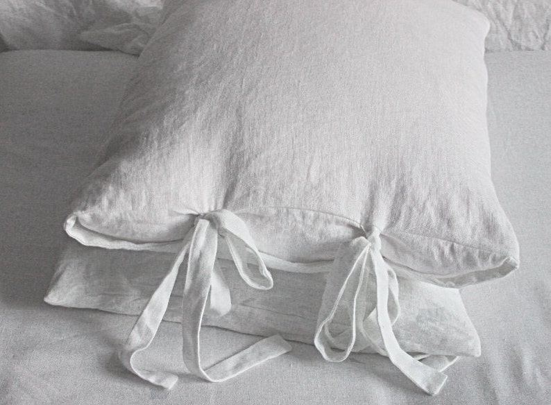 Linen pillowcases.Long tie | Etsy Linen pillowcases with ties, Purple