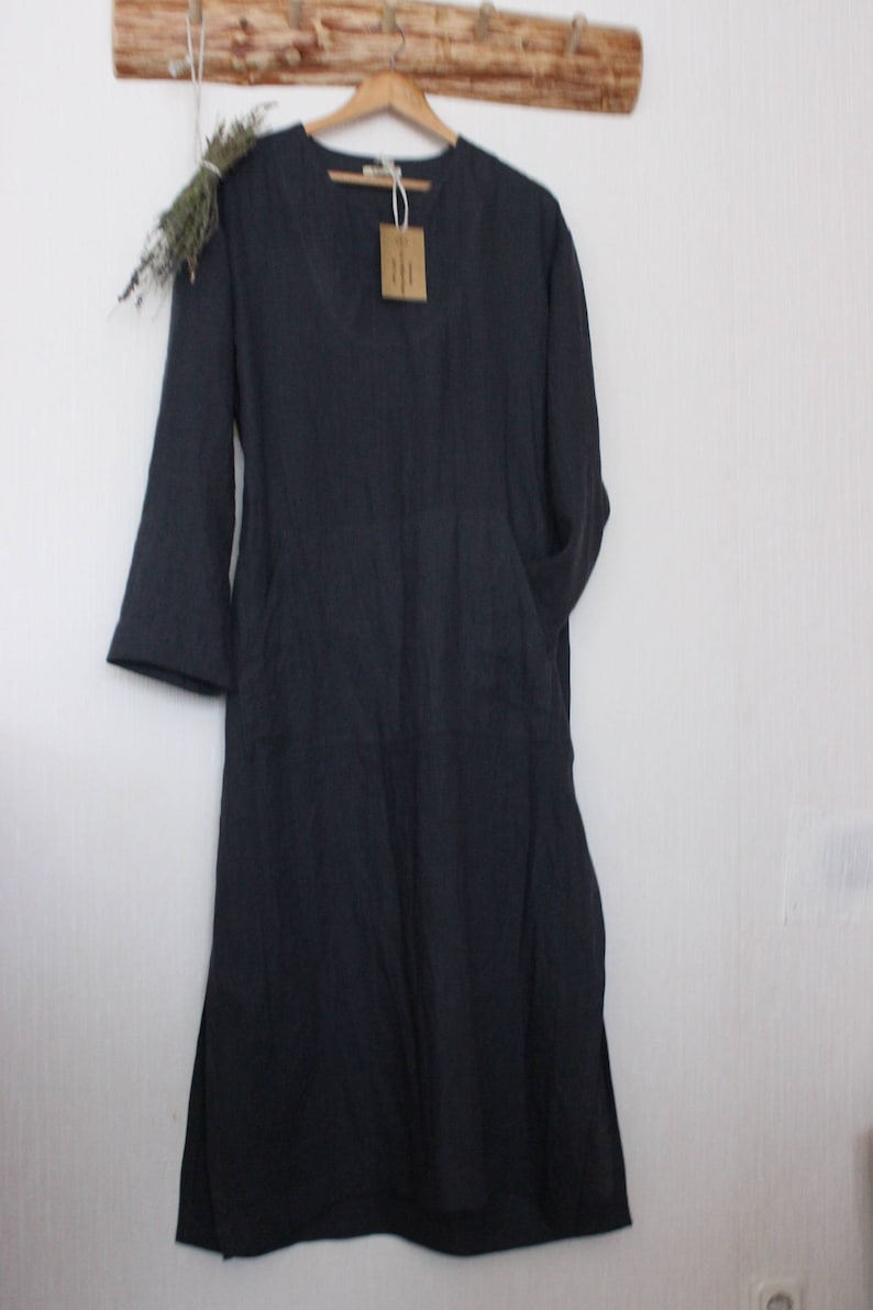 Linen caftan.Men s caftan.Linen shirt long.Lithuanian linen.Linen Loungewear .gift for him.designed and made by Anberlinen
