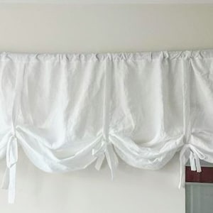 Extra wide Tie up curtain.Farmhouse balloon shade. Tie up valance custom made.natural linen curtains. Linen ballon shade. Blind tie up