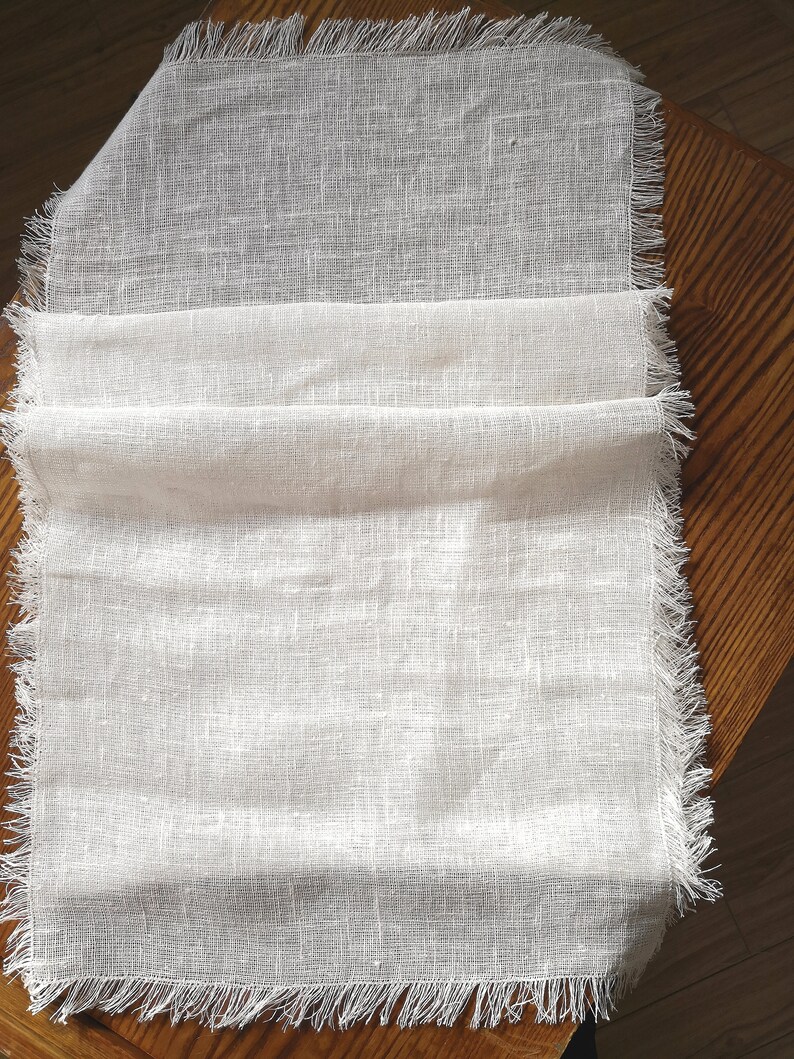 Fringed Linen Table Runner. off White Linen. Natural Linen Etsy
