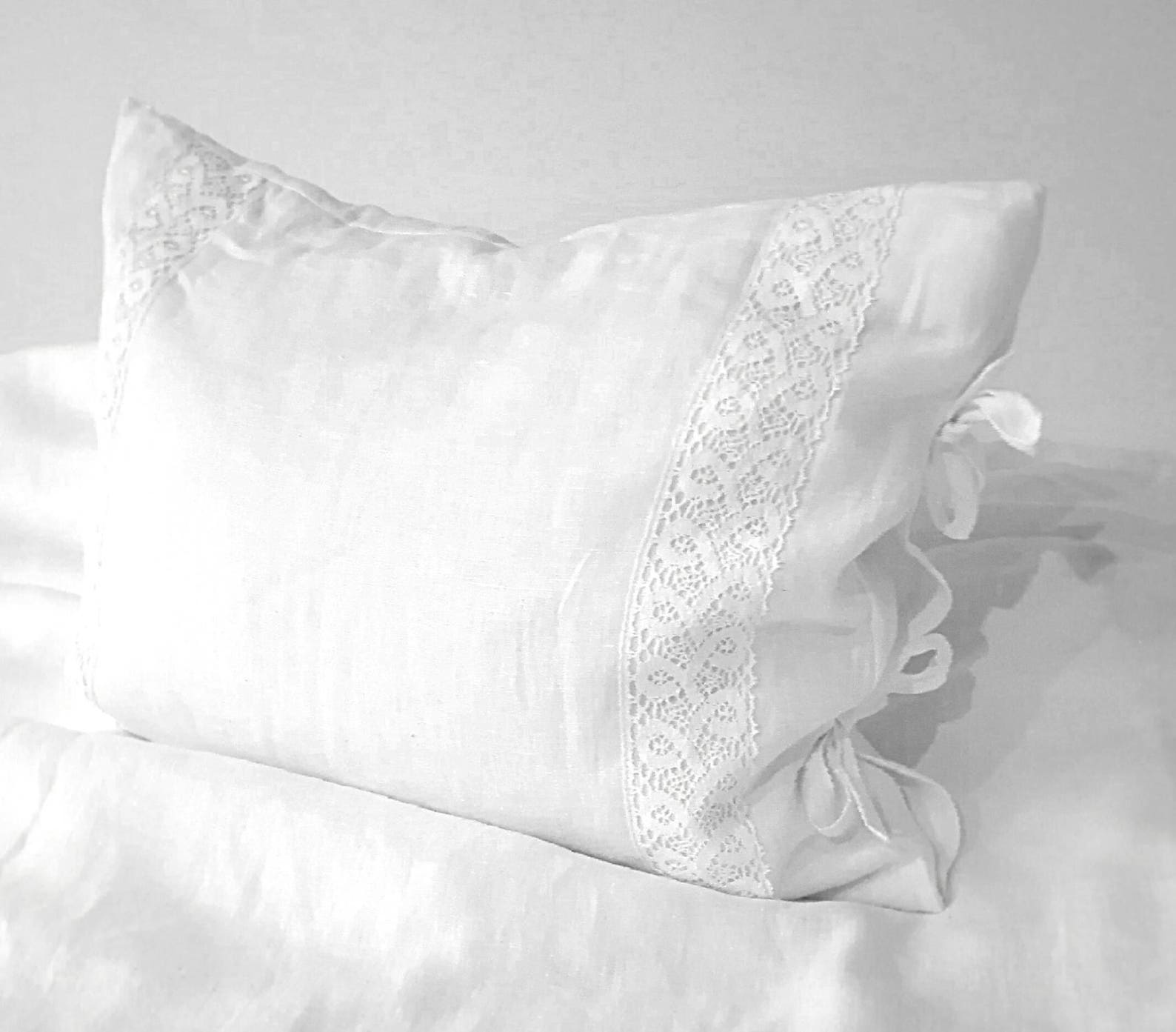 Linen Pillowcase.crochet Lace Pillowcase. White Pillowcase 4 Etsy