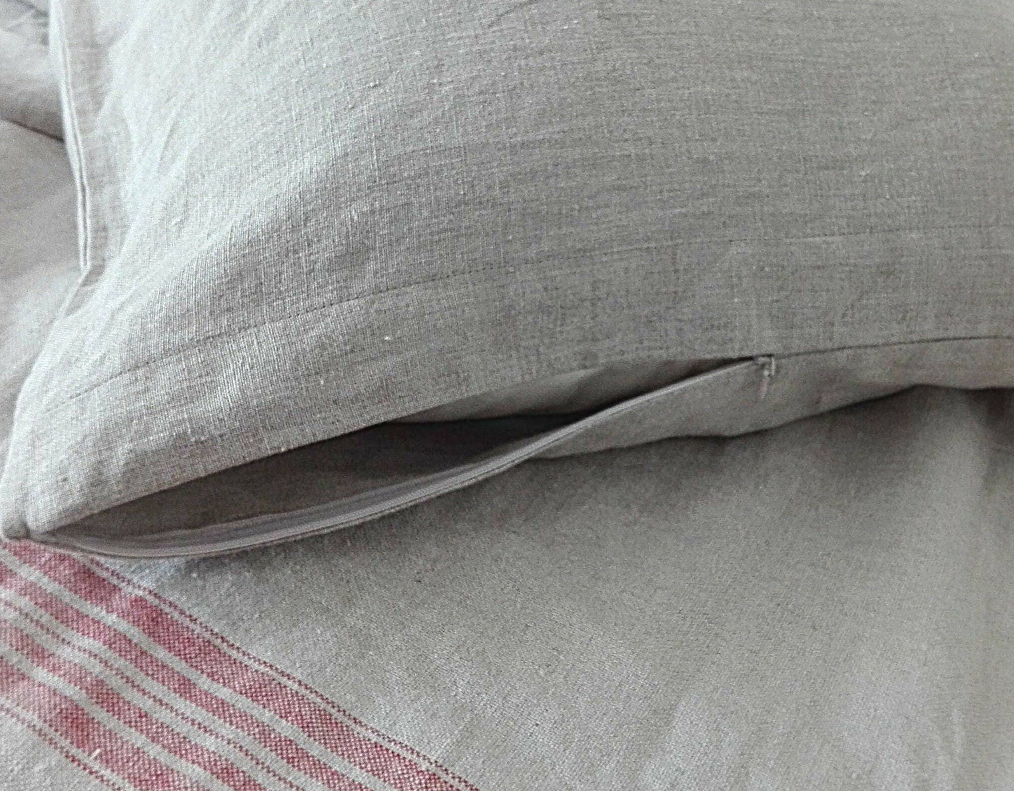 Linen pillowcase.Zip closed pillowcase.Lumbar Etsy