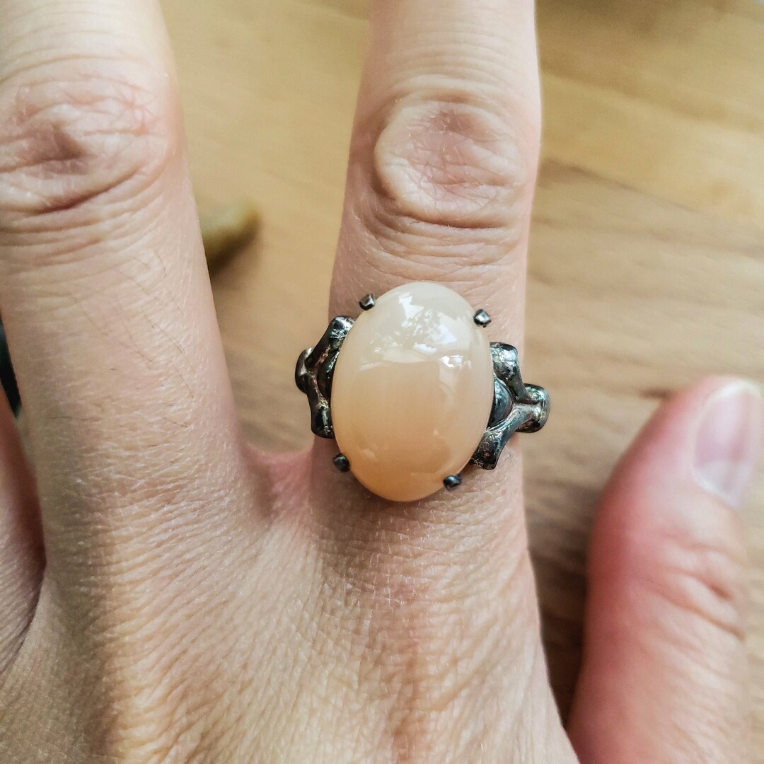 Zilver Roze Opaal Kleur Steen Statement Ring Maat 8 Zilver Etsy Nederland