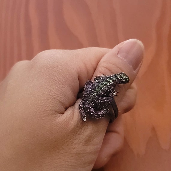 Silver Lizard Ring, Vintage Gecko Ring, Lizard Jew