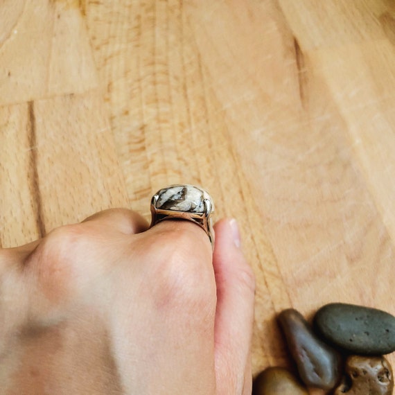 Silver Black and White Statement Ring, Vintage Ri… - image 8