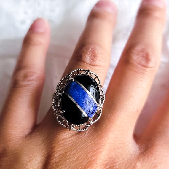 Blue onyx ring best sale