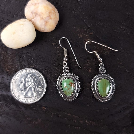 Silver Turtle Shell Stone Dangle Earrings, Forres… - image 5