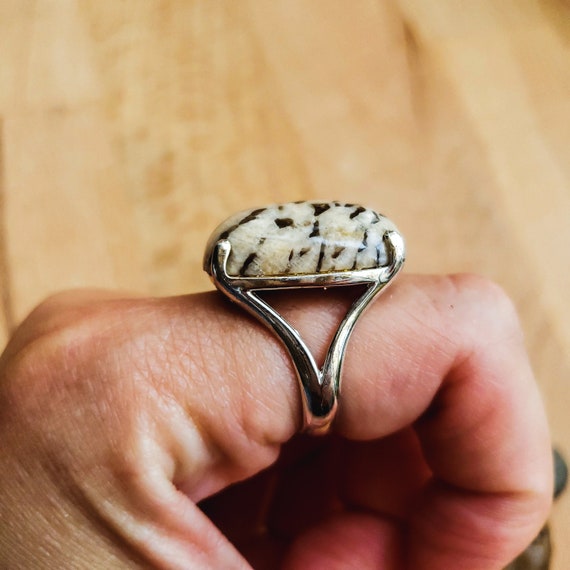 Silver Black and White Statement Ring, Vintage Ri… - image 9