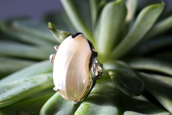 Sterling Silver Antique White Pearl Color Hand Mad