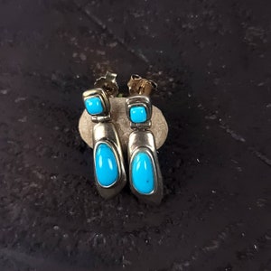 Sterling Silver Turquoise  Drop Butterfly Back Earrings