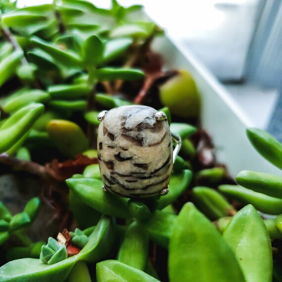 Silver Black and White Statement Ring, Vintage Ri… - image 5