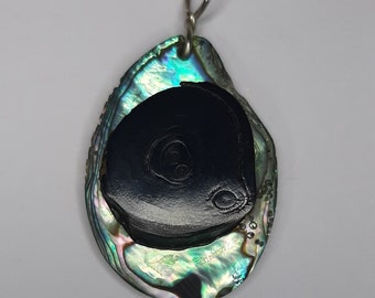 REAL and Rare Genuine Black coral (polished) with Abalone in sterling silver