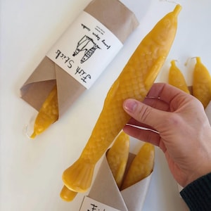 Fish Shaped Beeswax Taper Candles, Fish Sticks, Sardine Candle