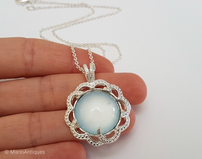 Vintage signed moonstone effect pendant