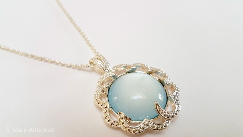 Vintage signed moonstone effect pendant