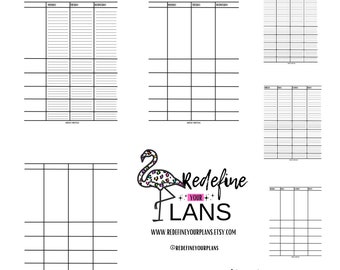Weekly Planner-6 Category Planner-lines and unlined-Digital-Printable planning insert- Us letter- Redefine your plans