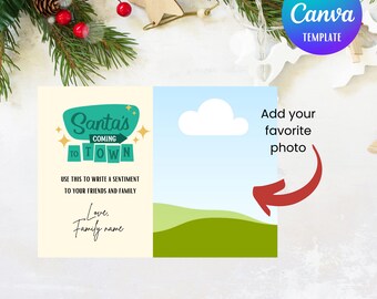 Santa is coming to town Photo Card| 7X5 card| Canva Template| customize card| family Christmas card| photography card| Family card
