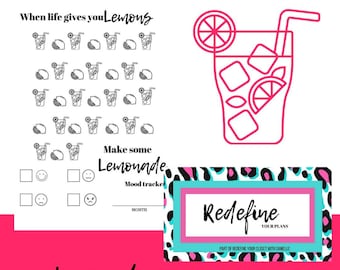 Mood tracker-Lemonade-Printable planning insert- Us letter- Redefine your plans