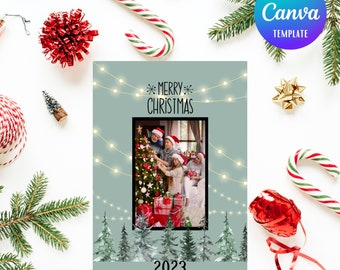 Farmhouse Christmas Greeting Card- CANVA TEMPLATE- Customizable greeting card