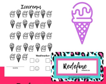 Mood Tracker-Icecream-Printable planning insert- Us letter- Redefine your plans