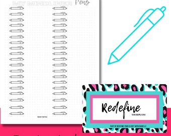 Printable Planner insert My MILDLINER pen tracker- DIGITAL DOWNLOAD