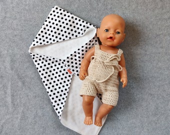 Doll cape white-black Jamie, cape for baby doll, cuddly toy or Babyborn