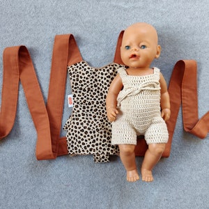 Poppendraagdoek Lily, draagzak pop of knuffel, poppendrager