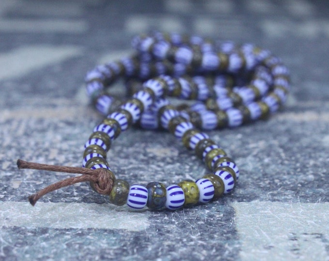 Mens Blue Necklace, Mens Beaded Necklace, Long Necklace for Men, Metal Free Necklace without Clasp, Blue Necklace, Bead Necklace, Mens Gift