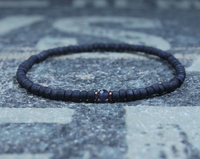 Iolite Bracelet, Mens Bracelet Iolite, Mens Gift, Mens Bracelet, Minimalist Iolite Bracelet, Beaded Bracelet, Mens Iolite Bracelet Gift