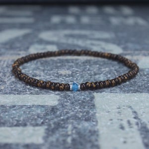 Gift for Men, Swiss Blue Topaz Mens Bracelet, Birthday Gift, Mens Birthstone, Gemstone bracelet, Minimalist Bracelet, Beaded Bracelet
