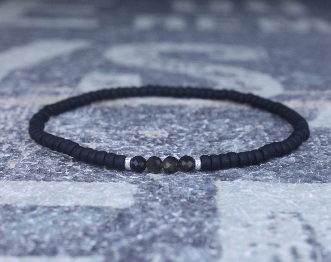 Mens Obsidian Bracelet, Golden Obsidian Bracelet, Men Gift,  Mens Obsidian Bracelet, Beaded Bracelet Obsidian, Mens Iolite Bracelet