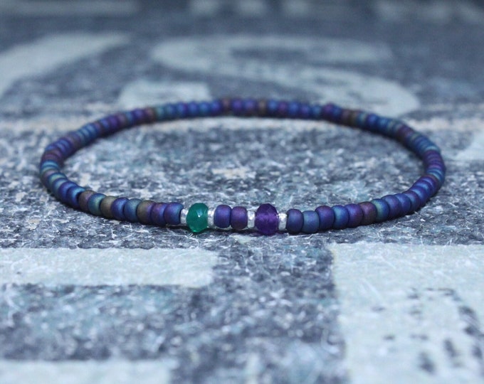 Amethyst Bracelet, Green Onyx Bracelet, Gemstone Bracelet, Beaded Bracelet, gift for Men, Mens Gift, Bead Bracelet, Friendship Bracelet