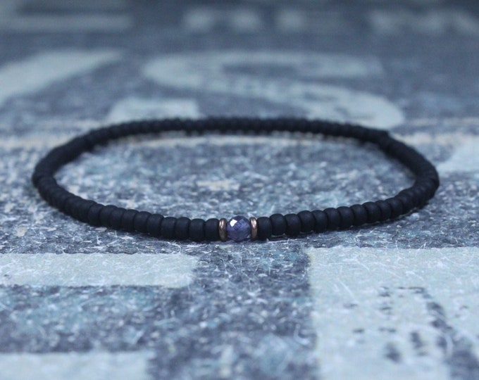 Iolite Bracelet, Mens Bracelet Iolite, Mens Gift, Mens Bracelet, Minimalist Iolite Bracelet, Beaded Bracelet, Mens Iolite Bracelet Gift