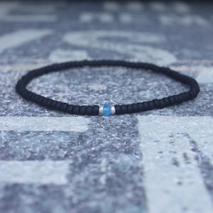 Gift for Men, Swiss Blue Topaz Mens Bracelet, Birthday Gift, Mens Birthstone, Gemstone bracelet, Minimalist Bracelet, Beaded Bracelet