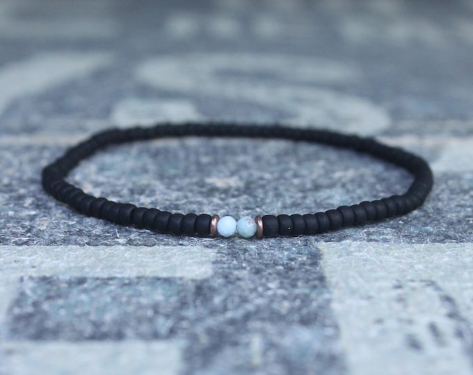 Larimar Bracelet, Mens Beaded Bracelet, Mens Jewelry, Mens Beaded bracelet, Husband Gift, Mens Gift, Boyfriend Gift, Gift for men bracelet