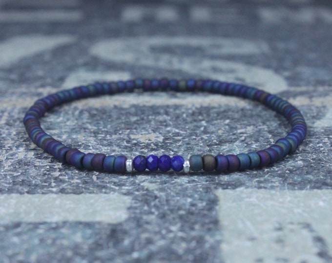 Lapis Lazuli Bracelet, Mens Lapis Lazuli Jewelry, Mens Jewelry, Mens Beaded Bracelet, Friendship Bracelet, Gift for Men, Husband Gift