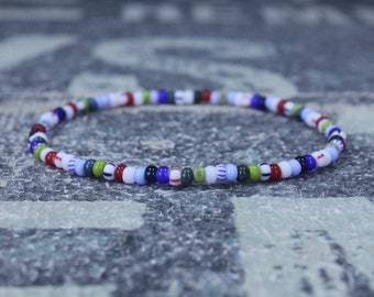 Mens Multicolor beaded bracelet men, Mens Beaded Bracelet, Mens Minimalist Bracelet, Mens Jewelry, Beaded Bracelet,  striped bracelet