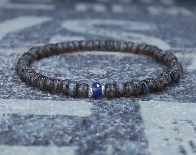 Sapphire Bracelet for men, Mens Bracelet, Mens Jewelry, Mens Gift, September birthstone, Boyfriend gift, Husband Gift, Mens Beaded Bracelet