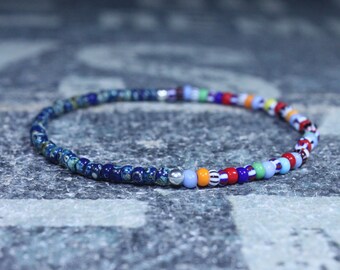 Mens Rainbow Bracelet, Mens Bracelet, Multicolor bracelet, Minimalist Bracelet, Mens Jewelry, Beaded Bracelet, Boyfriend Gift, Men's Gift