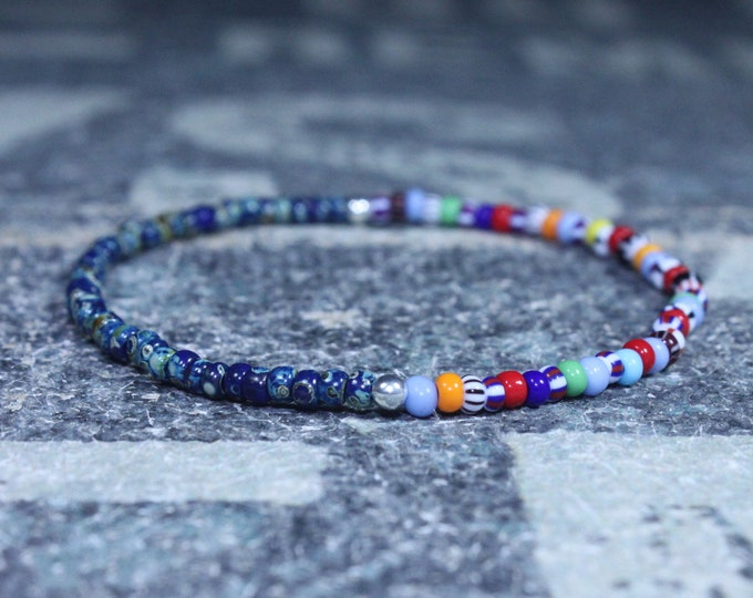 Mens Rainbow Bracelet, Mens Bracelet, Multicolor bracelet, Minimalist Bracelet, Mens Jewelry, Beaded Bracelet, Boyfriend Gift, Men's Gift