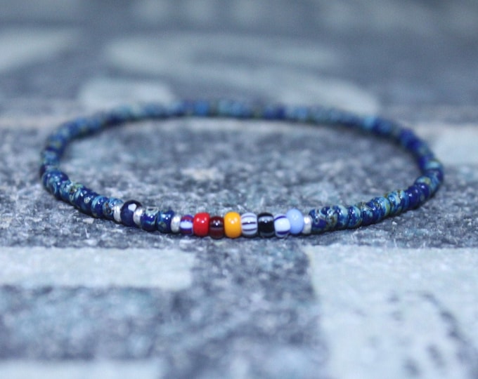 Blue Sapphire Bracelet, Mens Bracelet, Mens Jewelry, Mens Gift, September birthstone, Boyfriend gift, Husband Gift, Mens Beaded Bracelet