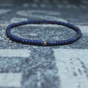 Bracciale con perline da uomo, Riempito in oro rosa, Bracciale da uomo, Bracciale minimalista, Gioielli da uomo, Bracciale con perline, Regalo per fidanzato, Regalo da uomo