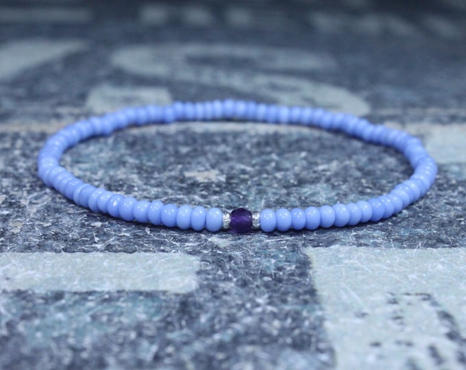 Amethyst Bracelet, Birthstone Bracelet, Gemstone Bracelet, Beaded Bracelet, gift for Men, Mens Gift, Bead Bracelet, Friendship Bracelet